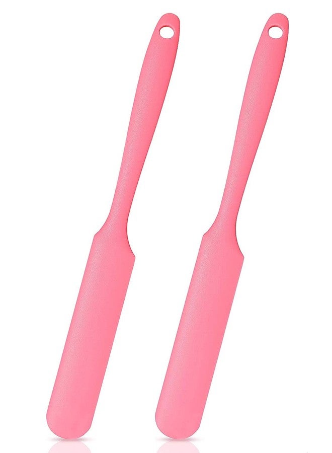 FS COOL 2 Pieces Long Handle Silicone Spatulas, Non-Stick Rubber Scraper, Silicone Scraper for Jars, Smoothies, Blenders, for Cooking, Baking, Mixing, Versatile Kitchen Tool (Pack of 2, Pink) - Image 1